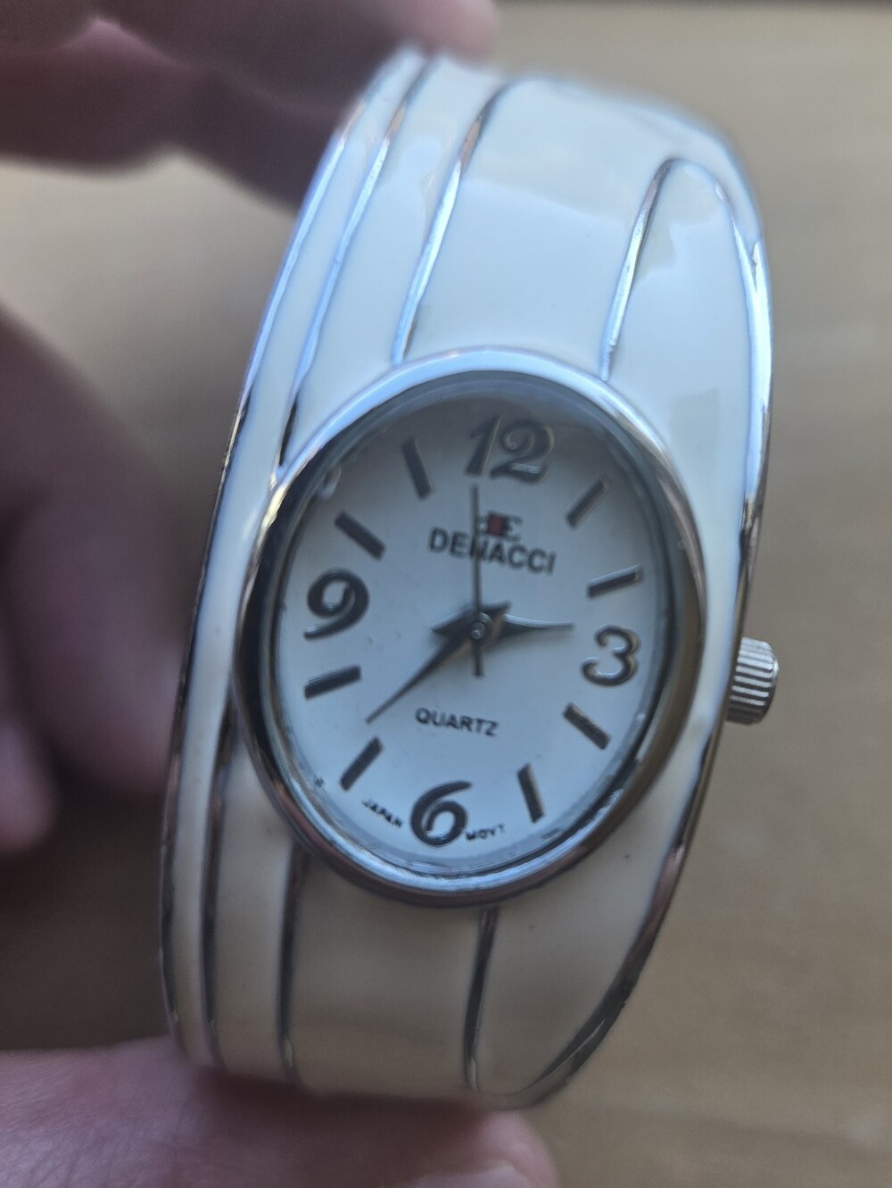 White Enamel Bangle Watch